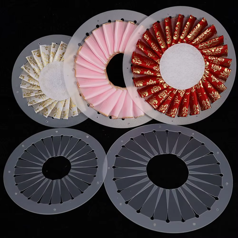 Kit de fabrication de rosettes en ruban 9cm 12cm 15cm, fleurs en tissu transparent, figurines de table, DIY, pour débutants