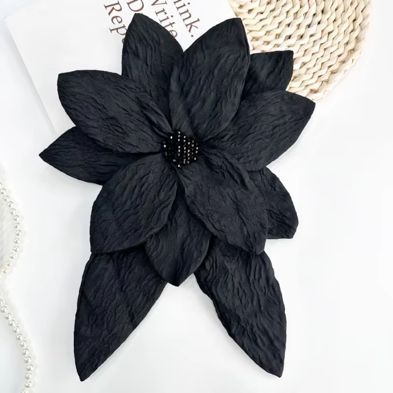 Broches à grandes fleurs plissées en tissu Vintage, épingles à revers élégantes à la mode pour femmes, accessoires de décoration pour vêtements
