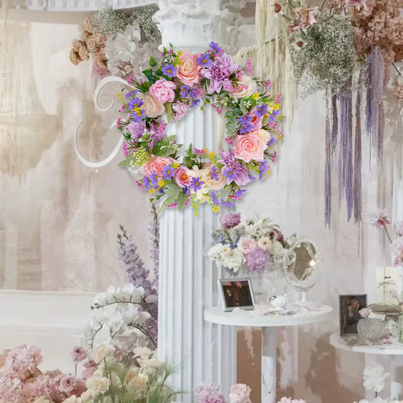 Couronne de fleurs artificielles