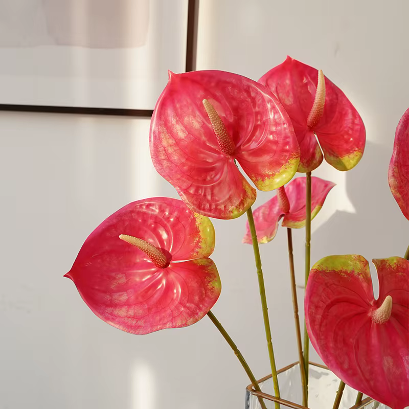 Bouquets de fleurs d' Anthurium artificielles en PU