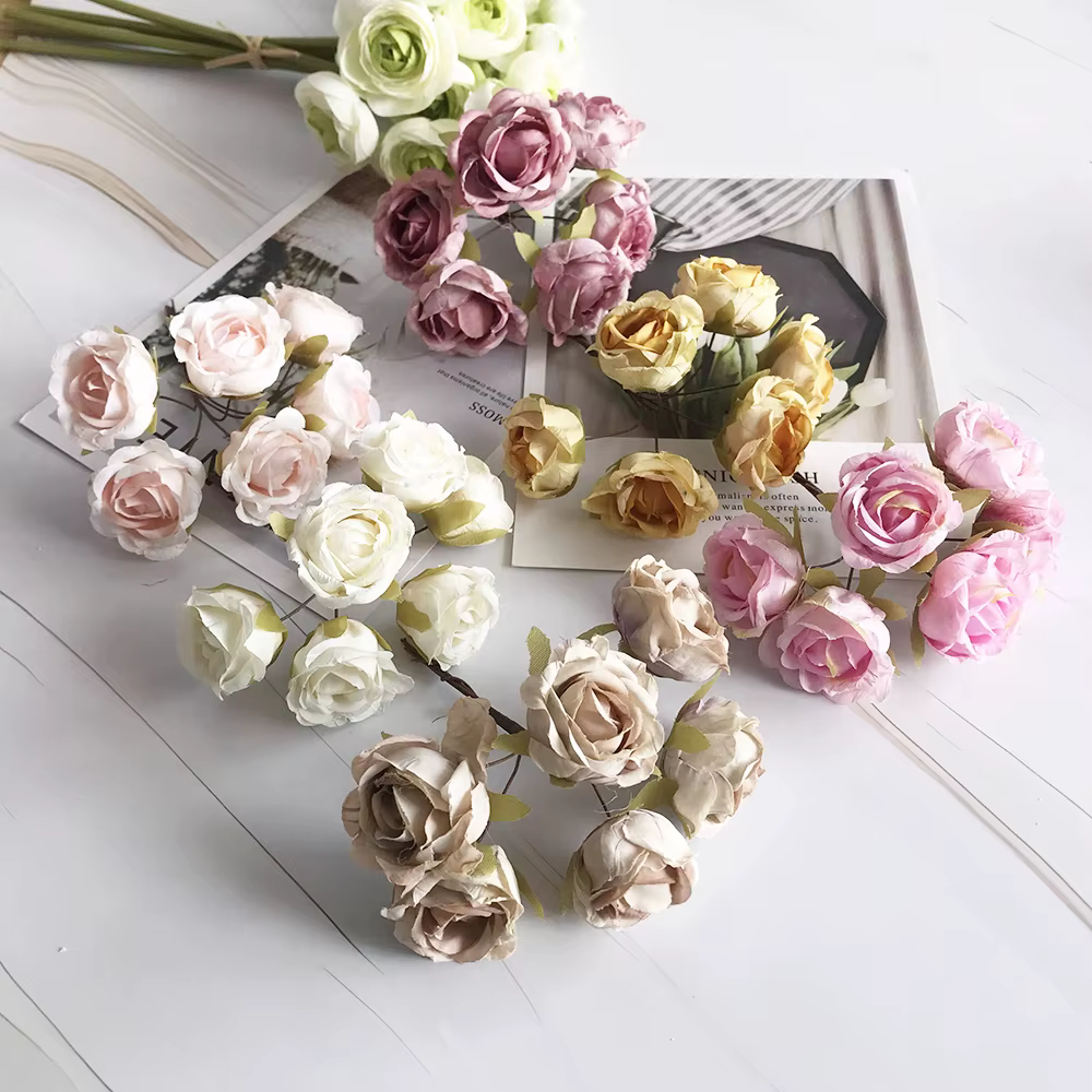 Roses thé rétro en rayonne de style européen