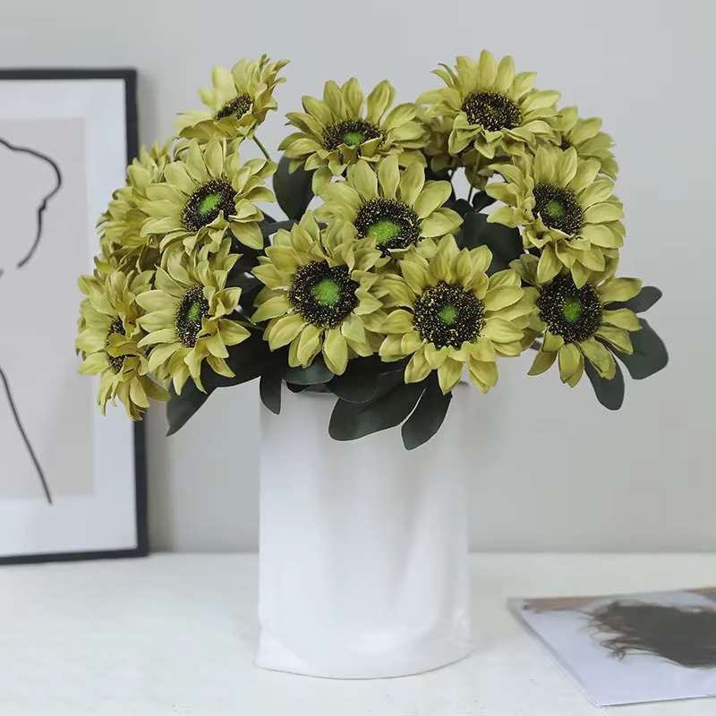 Bouquet de tournesols artificiels en soie