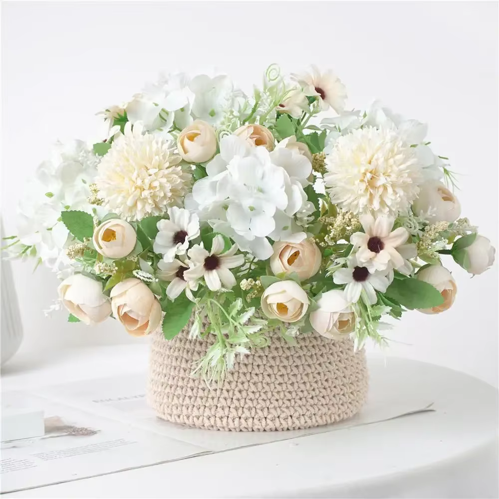 Bouquet de fleurs d'hortensia artificielles à 7 têtes