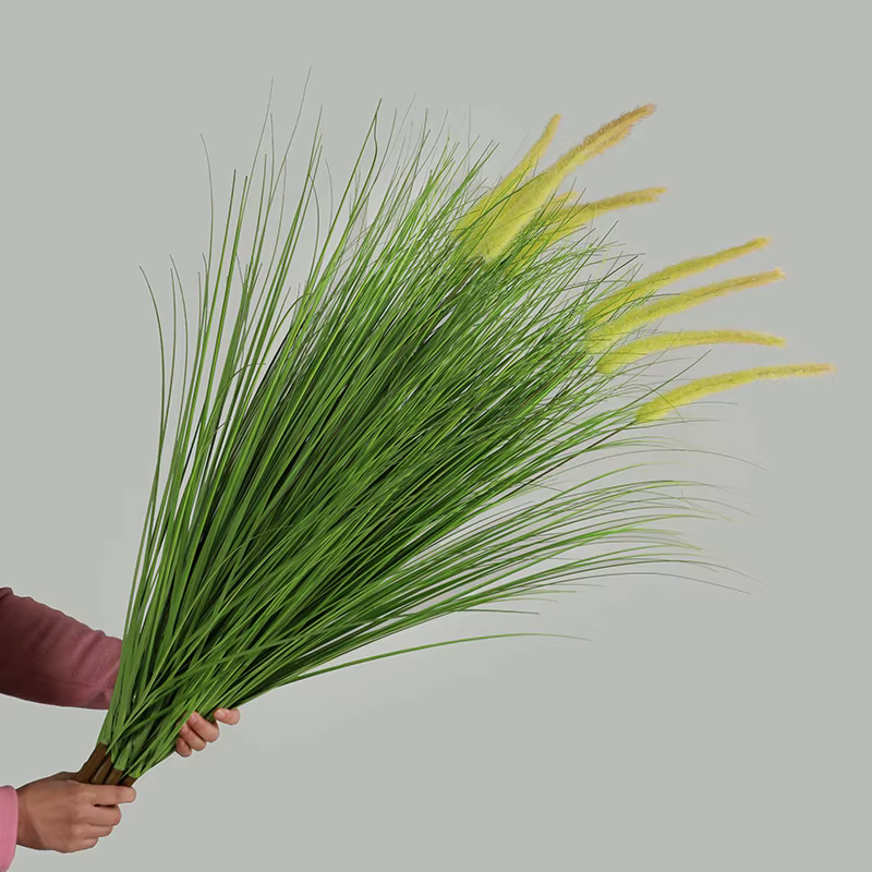 Nouveau 98 cm 2 PC plantes artificielles herbe verte pompon Pampas fausses fleurs fête mariage jardin avec extérieur nordique décoration de la maison