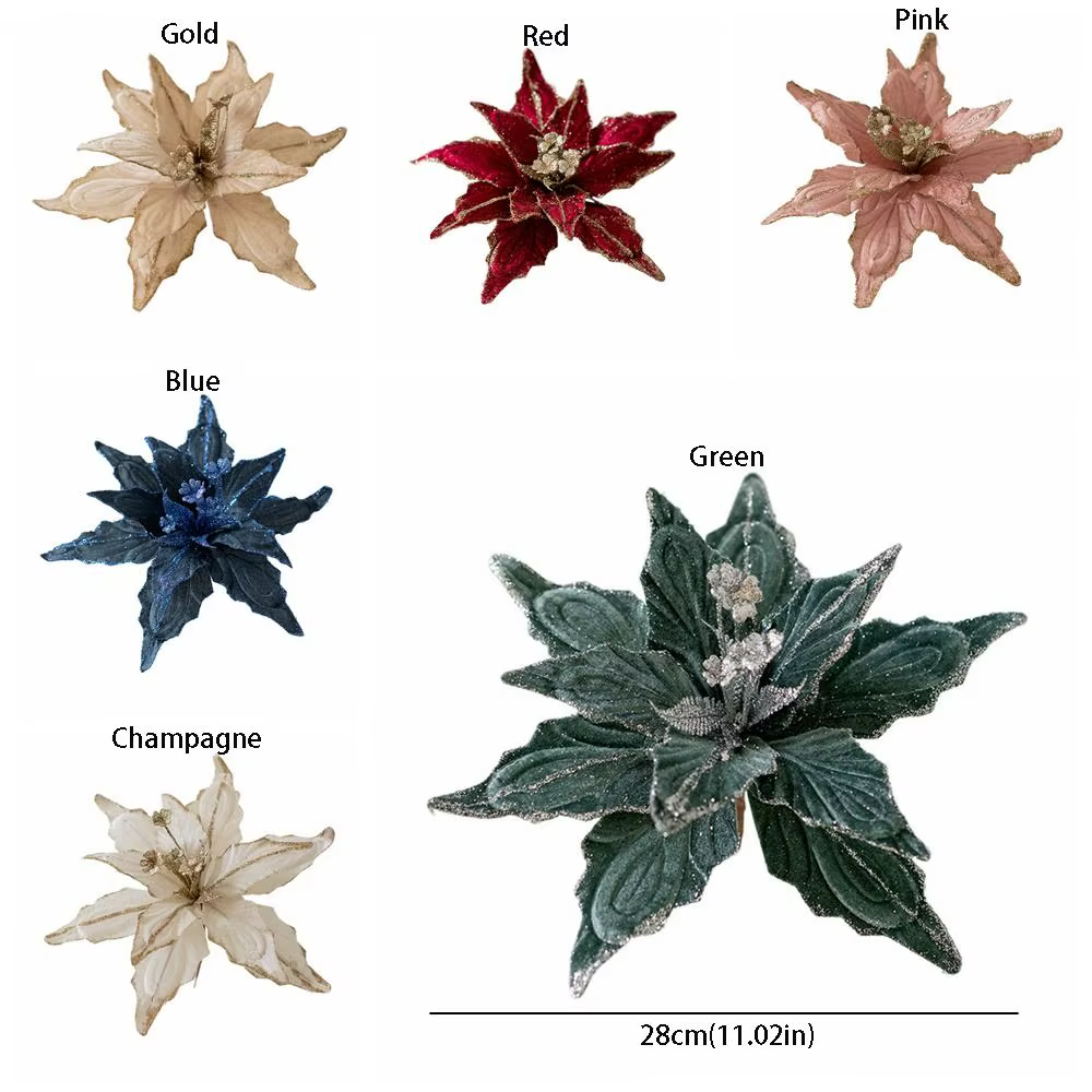 Tête de fleur fleurs de noël artificielles multicolore à la main simulée