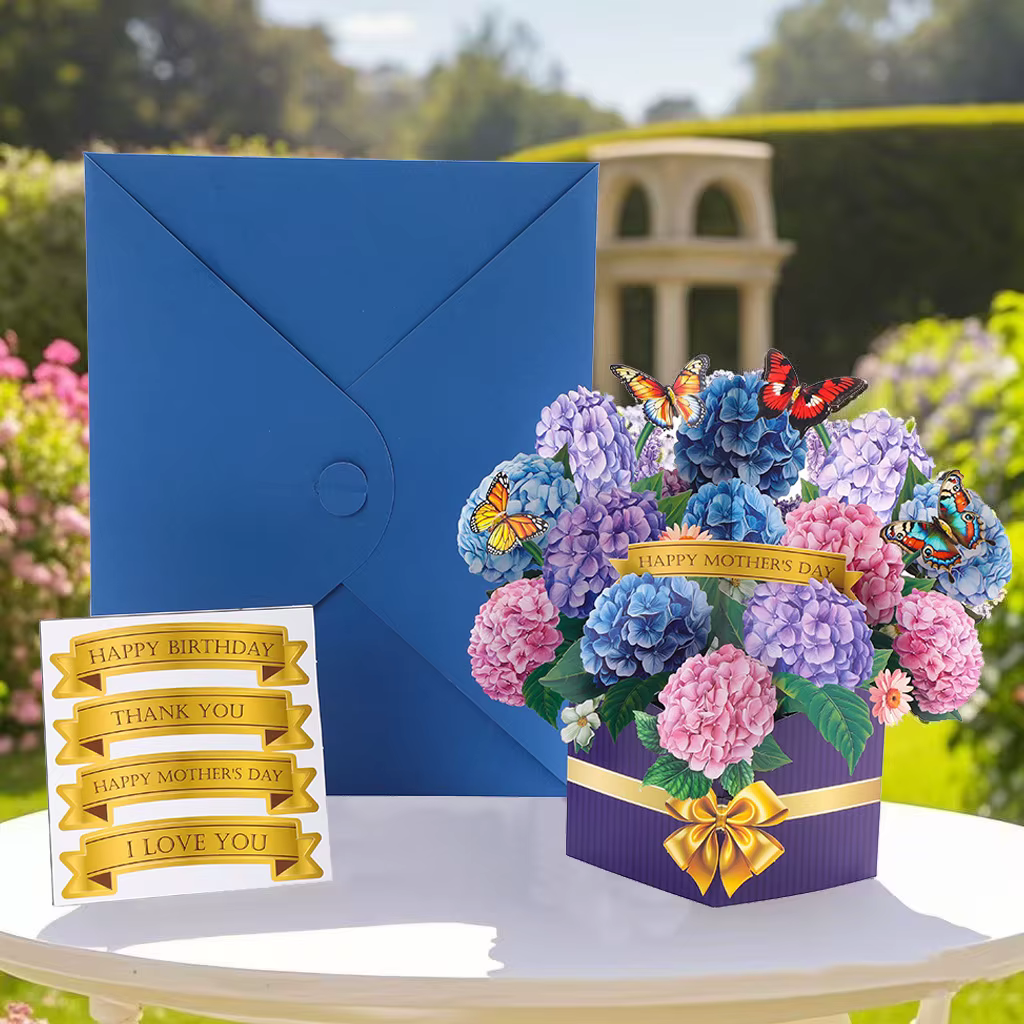 Carte de vœux pop-up avec bouquet de fleurs