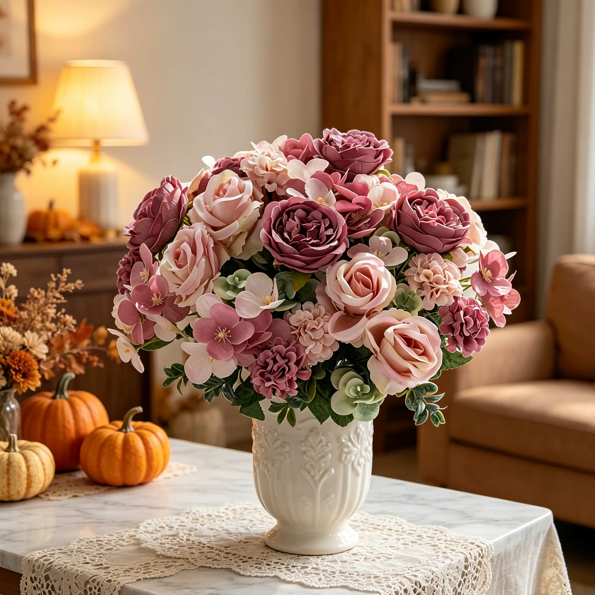 Fleurs artificielles en soie : pivoine