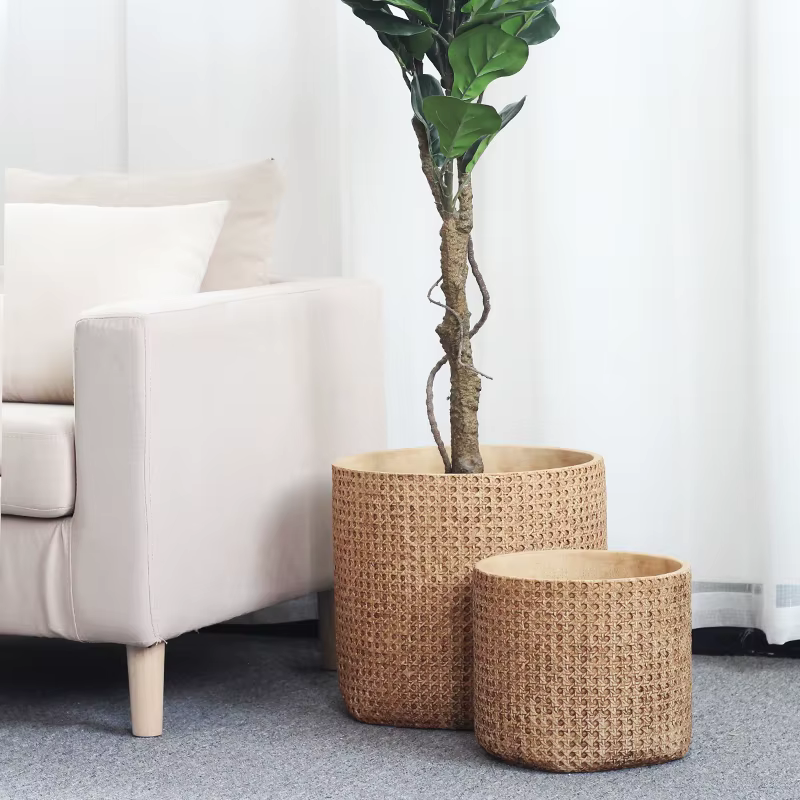 Grand Pot de fleur d'intérieur en Faux ciment tissé