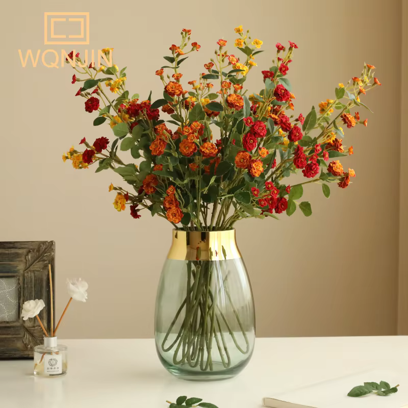 WQNJIN-Mini Poubelle Européenne Rétro de Haute Qualité, Branche Longue, Fleurs Artificielles, Centre de Table pour la Maison, Décor de Chambre, 75cm