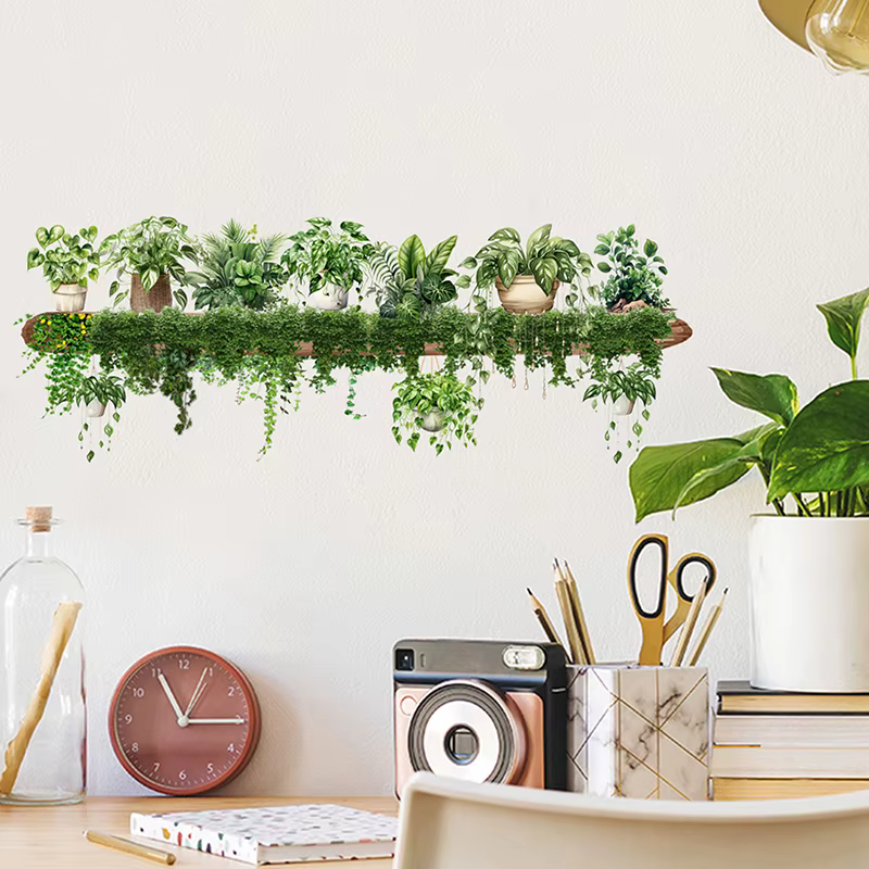 Autocollants muraux de décoration de plante verte