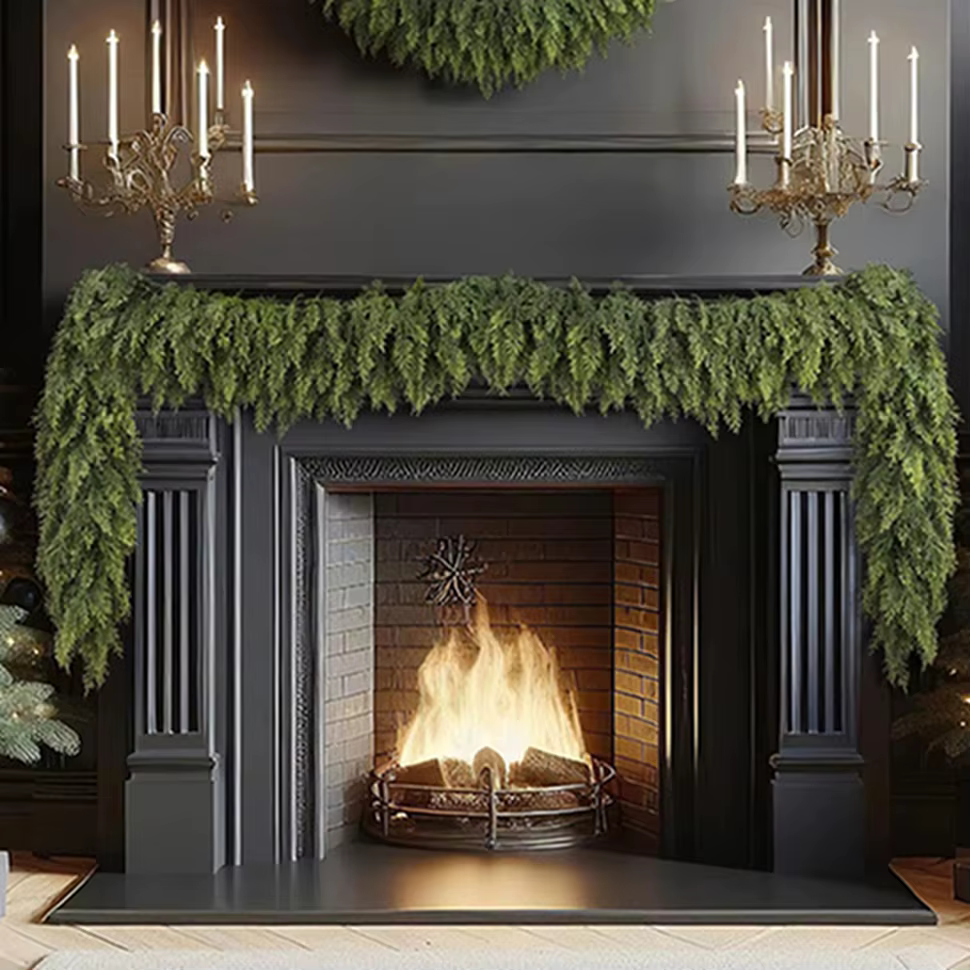 275Cm Plantes Artificielles Arbre De Noël Cyprès Feuille Couronnes Maison Partie Distinctif Décor Extérieur Yard Pin Rotin Ornement