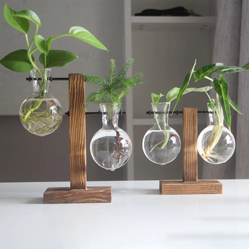 Vase à ampoules de jardinière de bureau en verre créatif