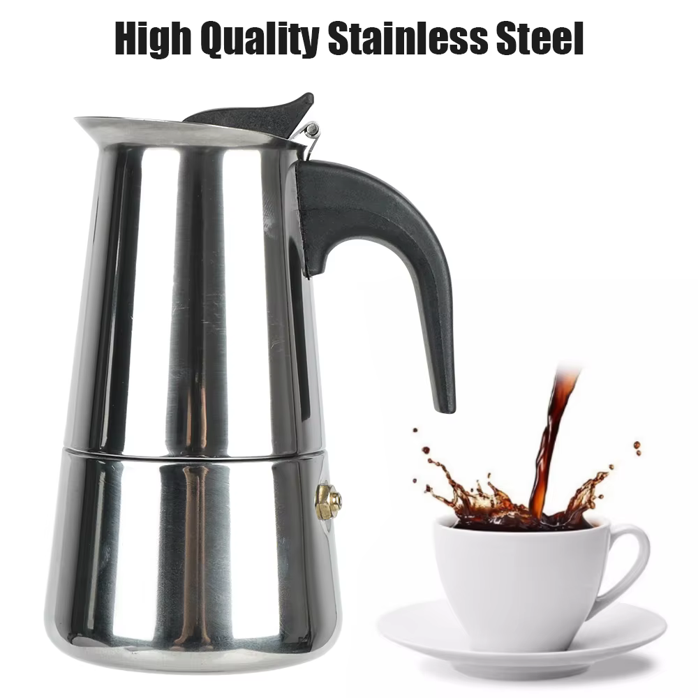 Cafetière Moka en acier inoxydable, cafetière pour cuisine, moka expresso Latte, filtre de cuisinière, 2/4/6/9 tasses