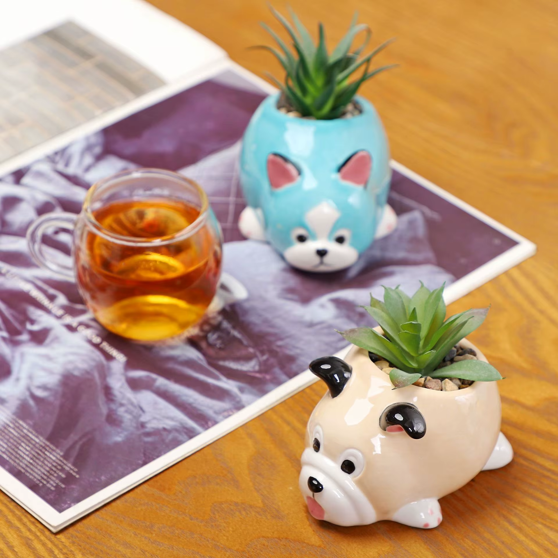 Pot de fleur animal en céramique