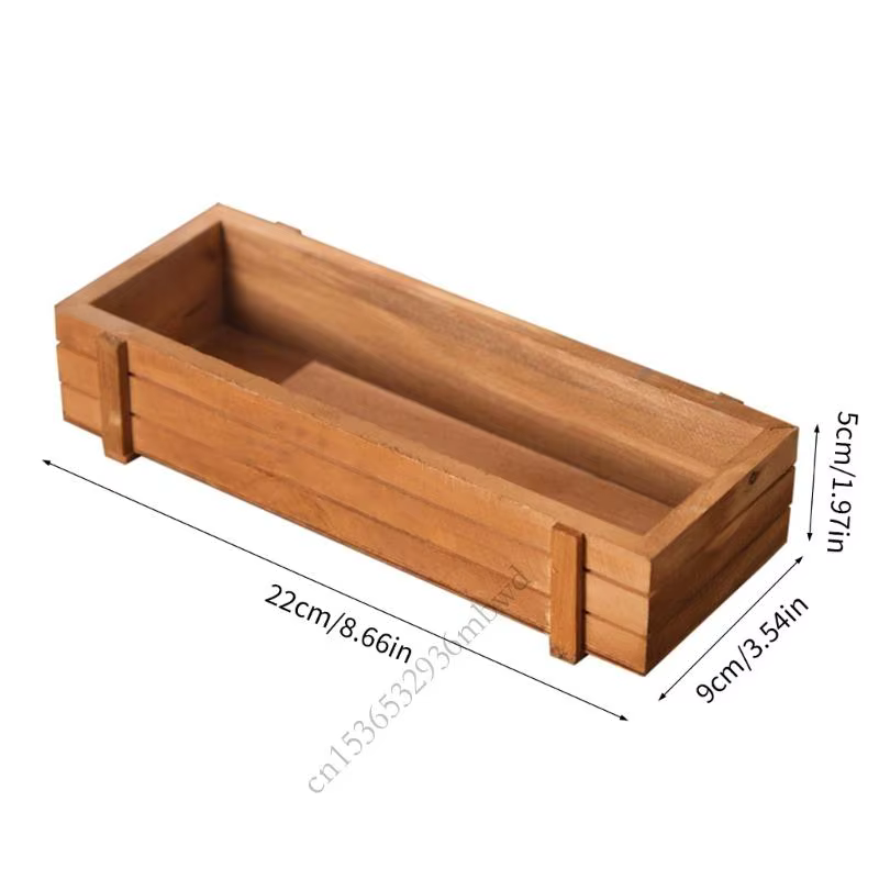 K43D Pot fleur en bois naturel durable avec trous flux d'air idéal pour les herbes cacti faciles à déplacer décoration