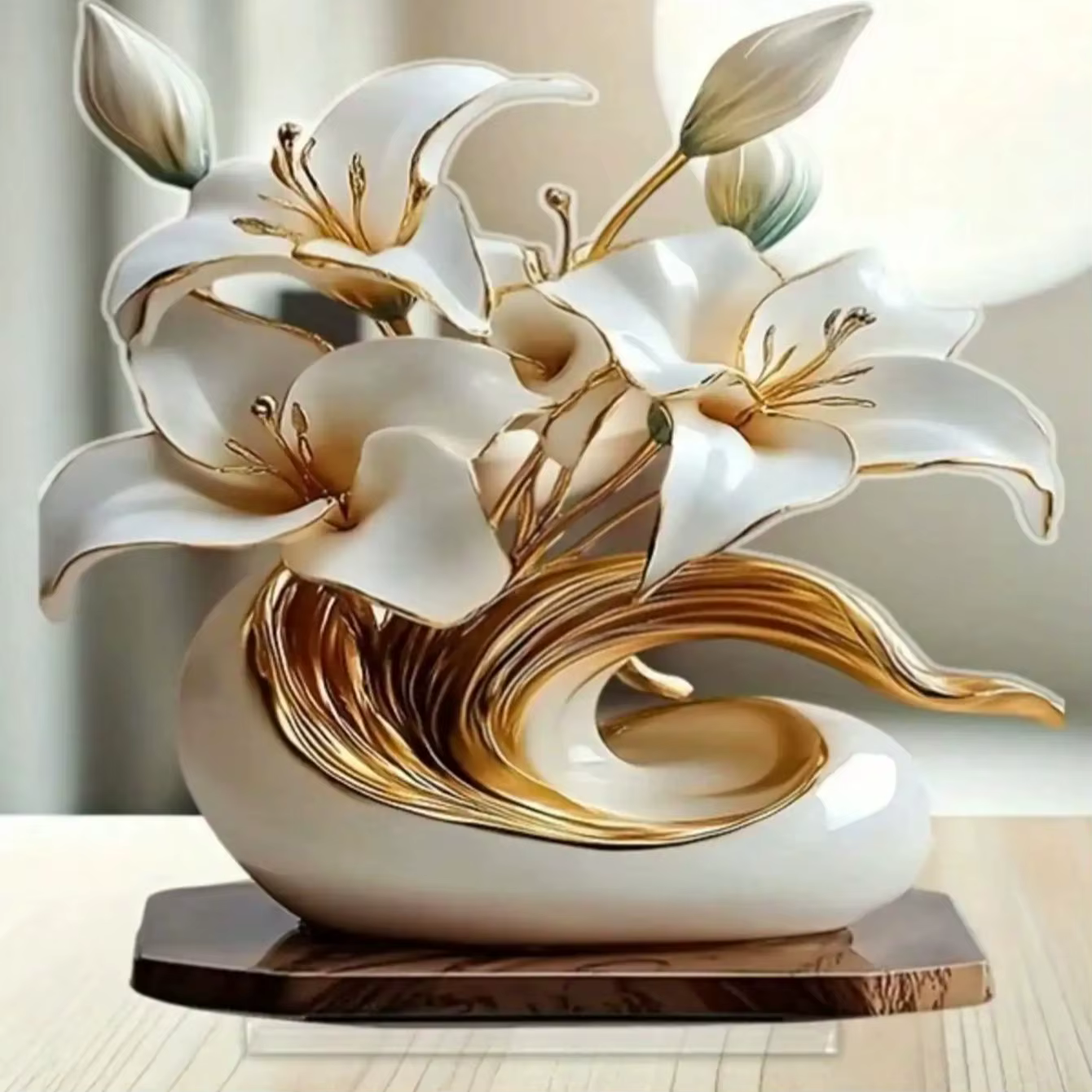 Ornement de décoration de bureau floral 20x20cm en acrylique 2D plat