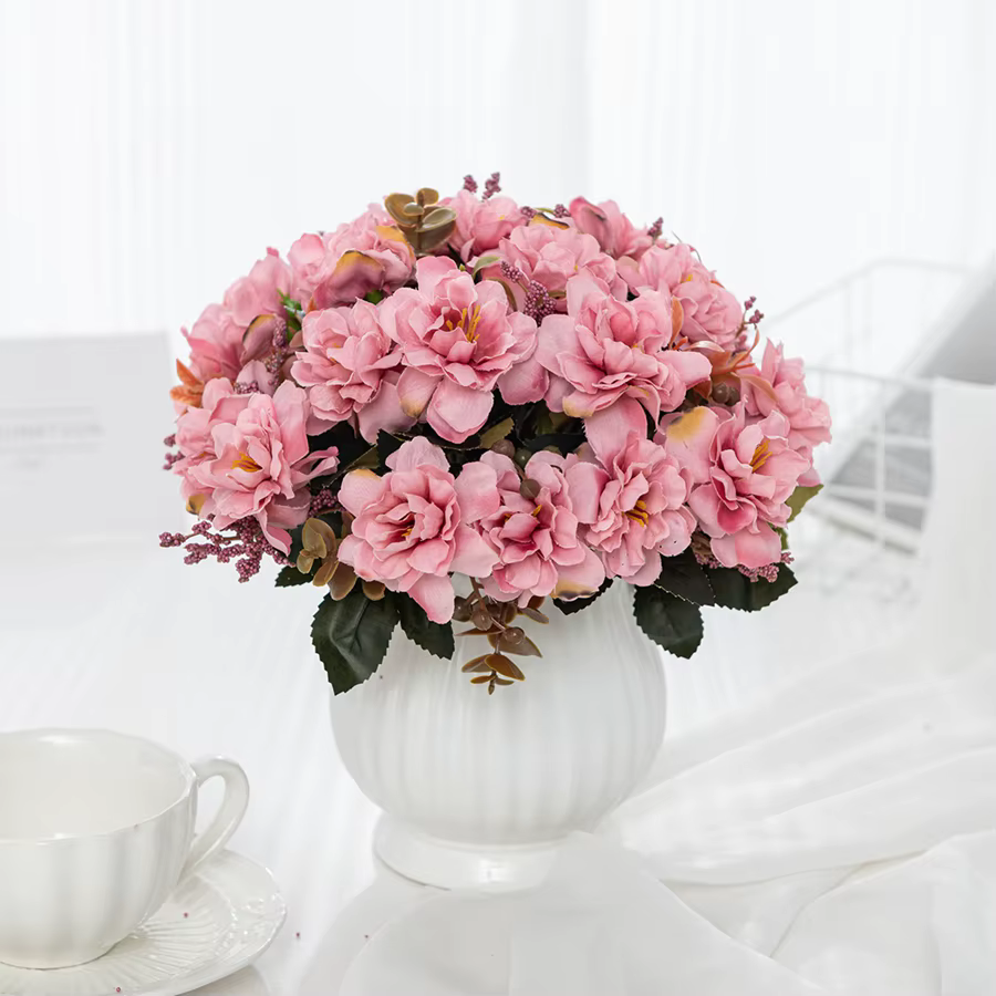 Fleurs artificielles Scrapbooking Soie Cerise Vase Maison Chambre Décor En Plein Air De Mariage Jardin Bouquet Broche Diy Festival Couronne