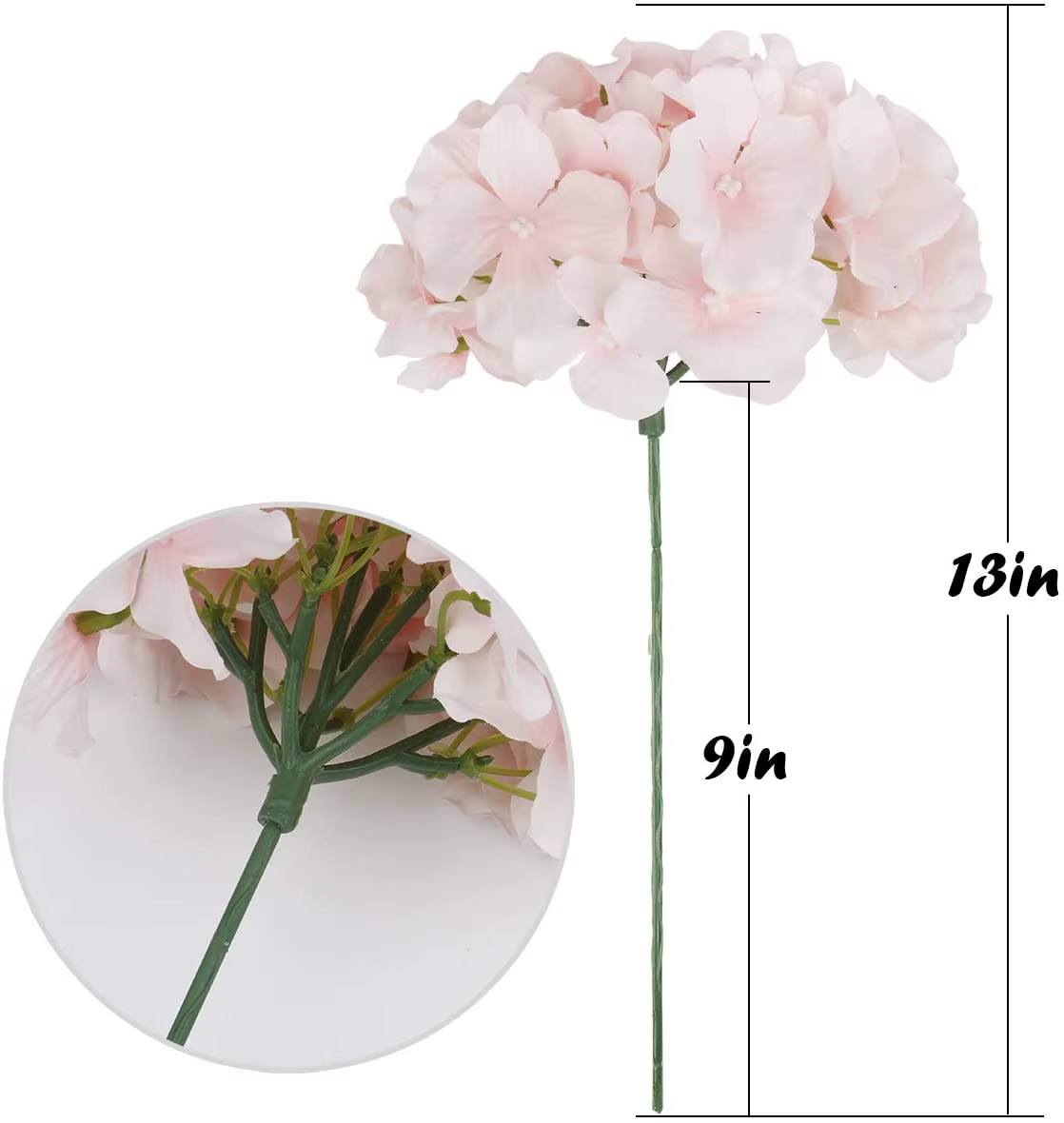 10 paquets de fleurs d'hortensia artificielles en soie