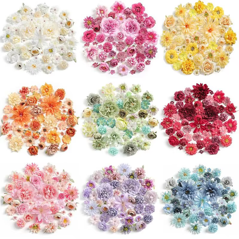 Têtes de fleurs artificielles mixtes