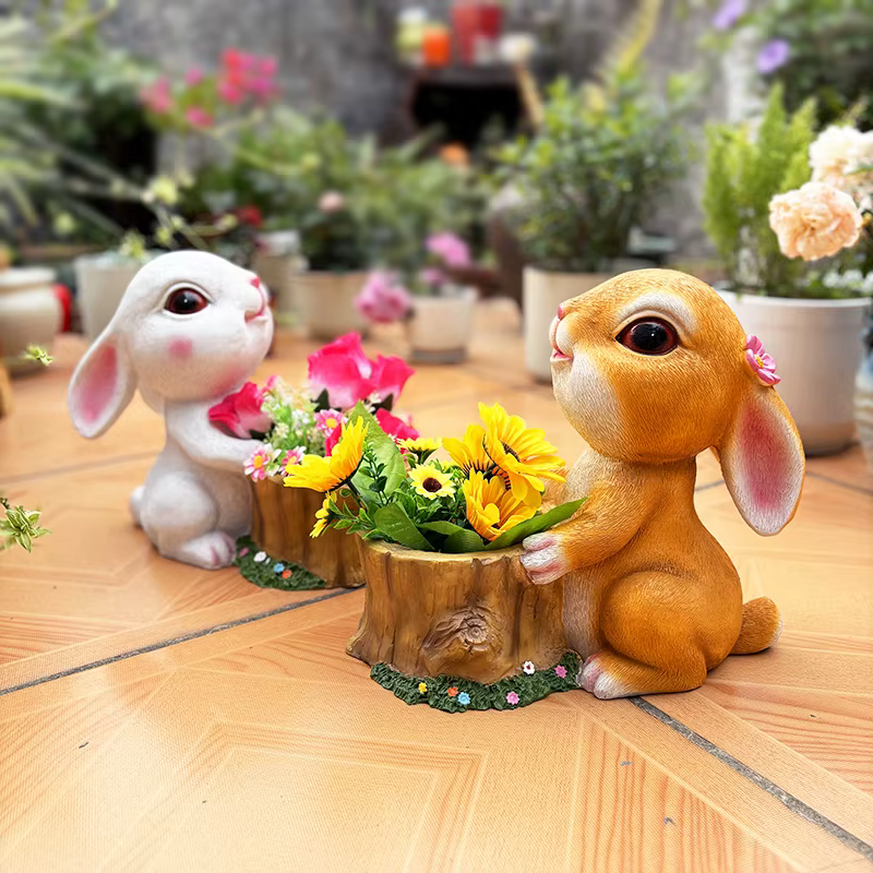 1 pièce Pot de fleurs lapin adorable en résine