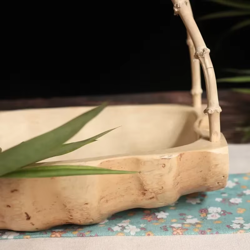 Plateau à racines de bambou japonais