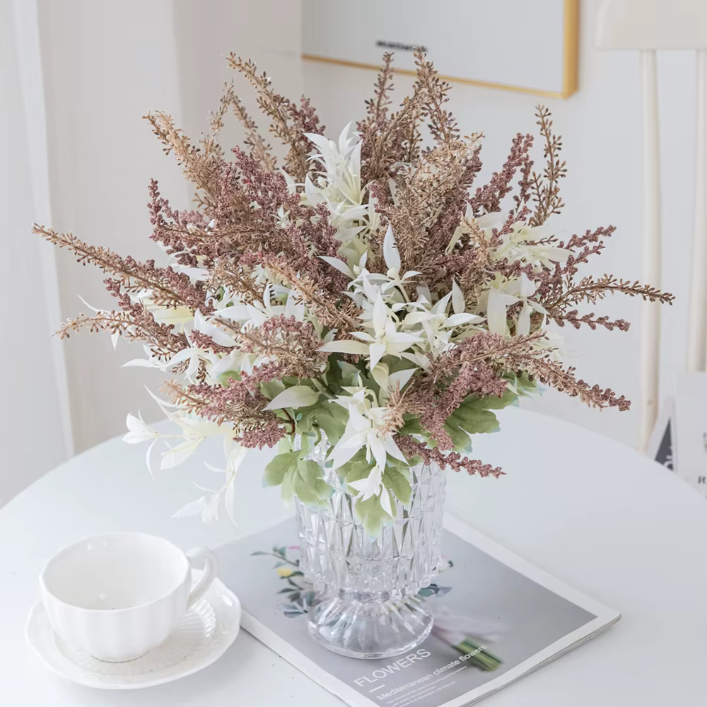 1pc plantes artificielles lavande gypsophile fleurs Bouquet PE fête de mariage maison chambre Table décor bricolage couronnes Arrangement Floral