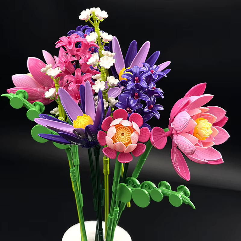 Bouquet de fleurs en blocs de construction Lotus et Jacinthe