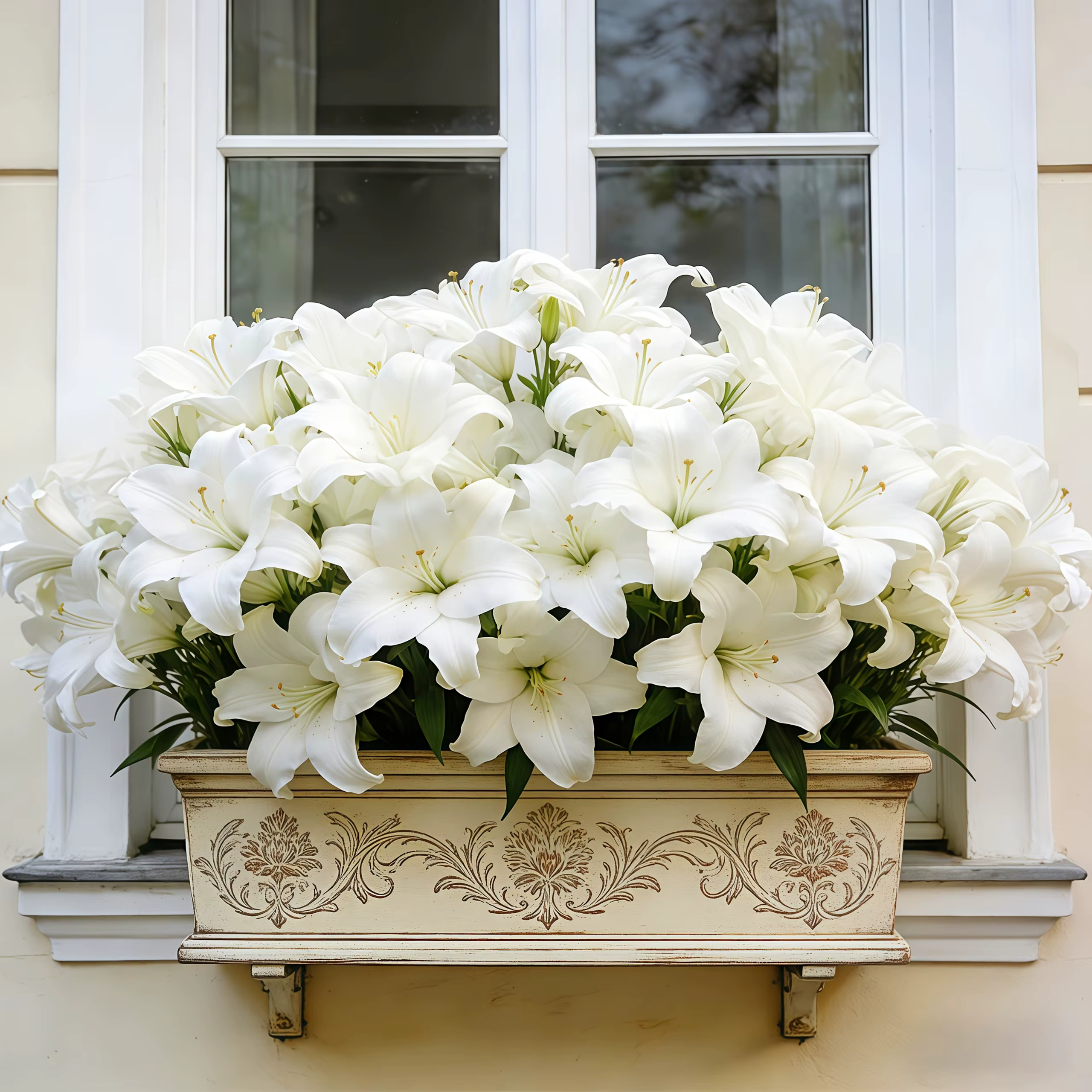 36 grands lys artificiels blancs - Fleurs au toucher réaliste