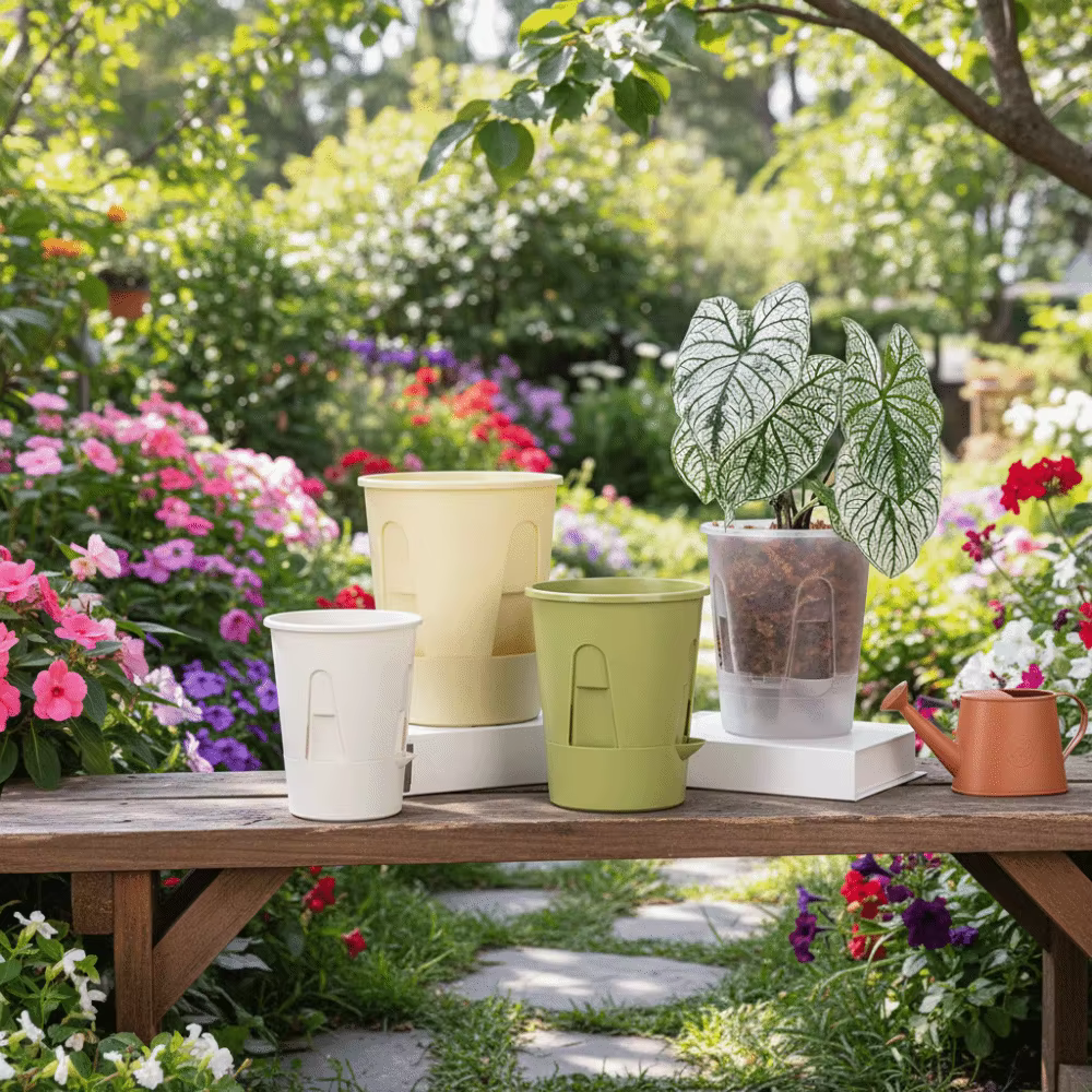 Pot de fleurs auto-absorbant en plastique