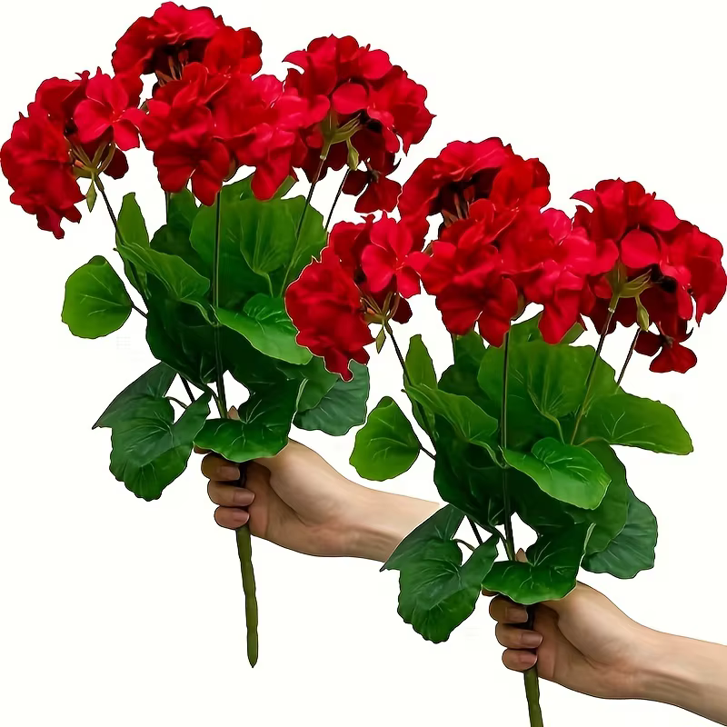 Un Bouquet de fleurs de géranium artificielles en fausse soie