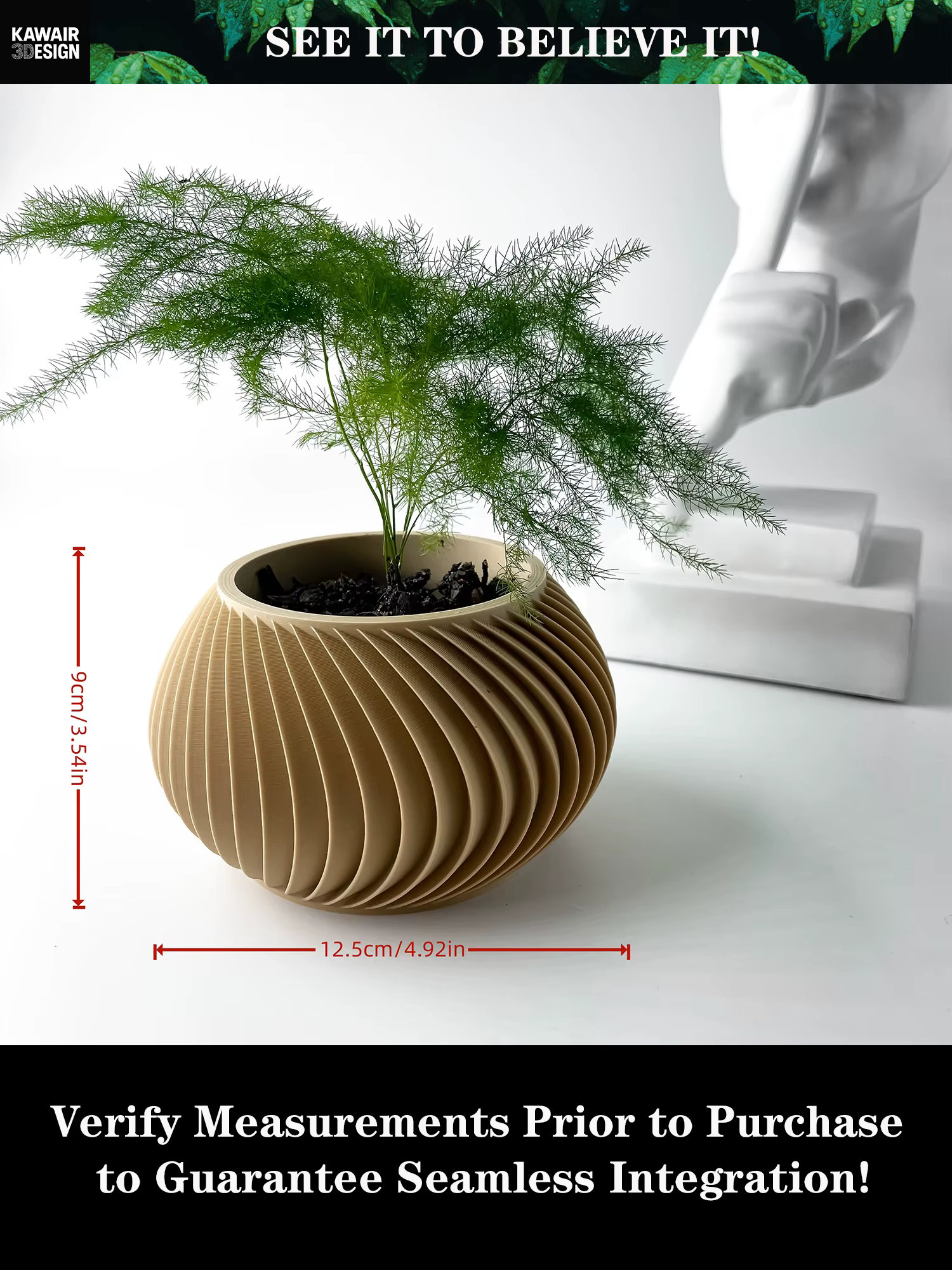 Pot à plantes moderne et minimaliste imprimé en 3D - Pot à fleurs biodégradable pour la décoration d'intérieur