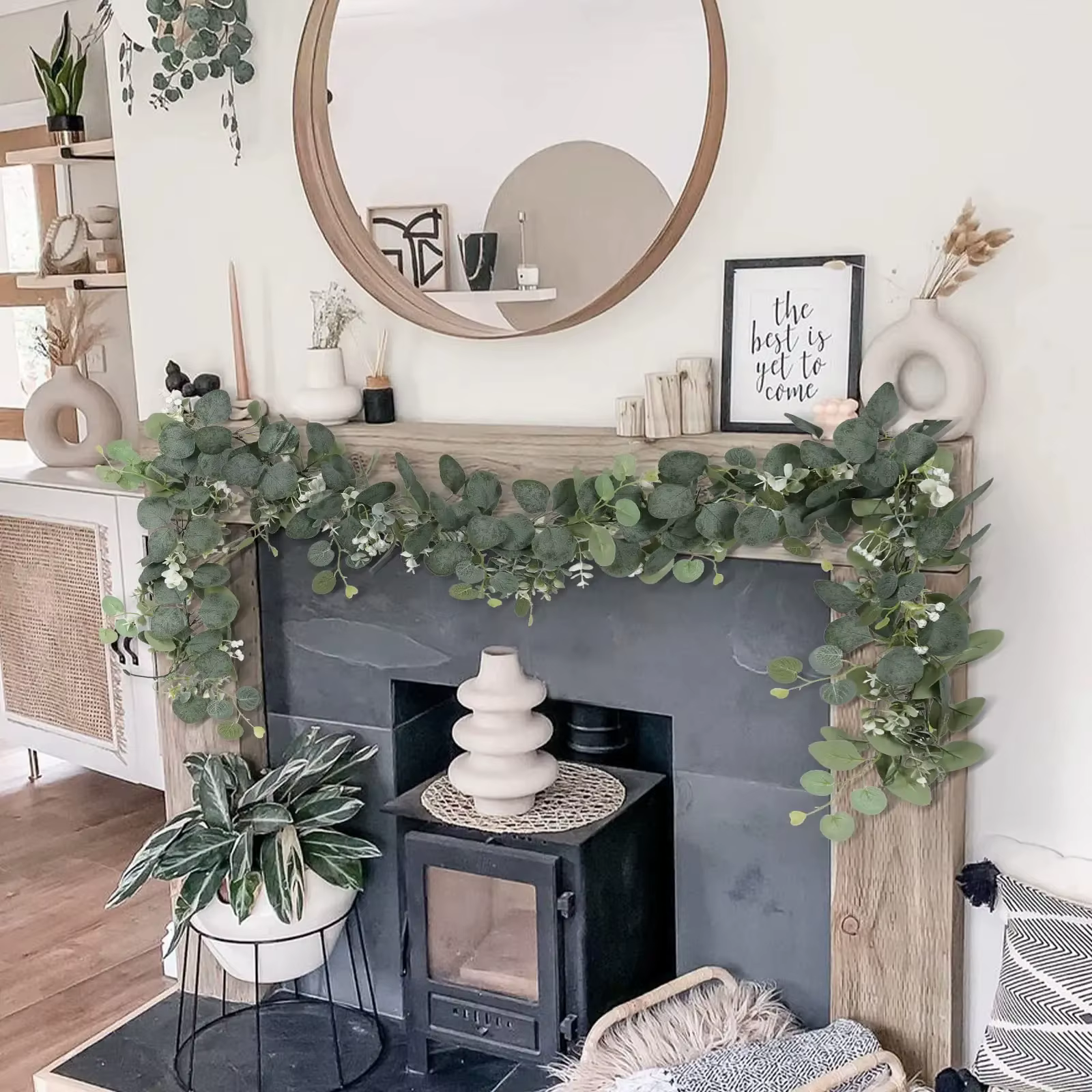 Guirlande de feuilles d'eucalyptus artificielles