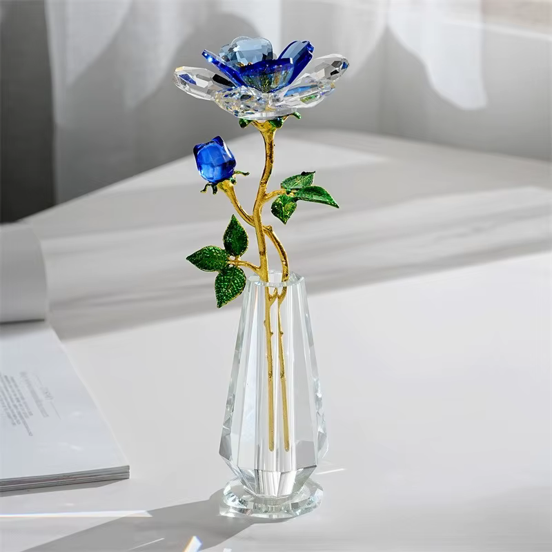 Cadeaux de fleurs de pivoine en cristal pour femmes