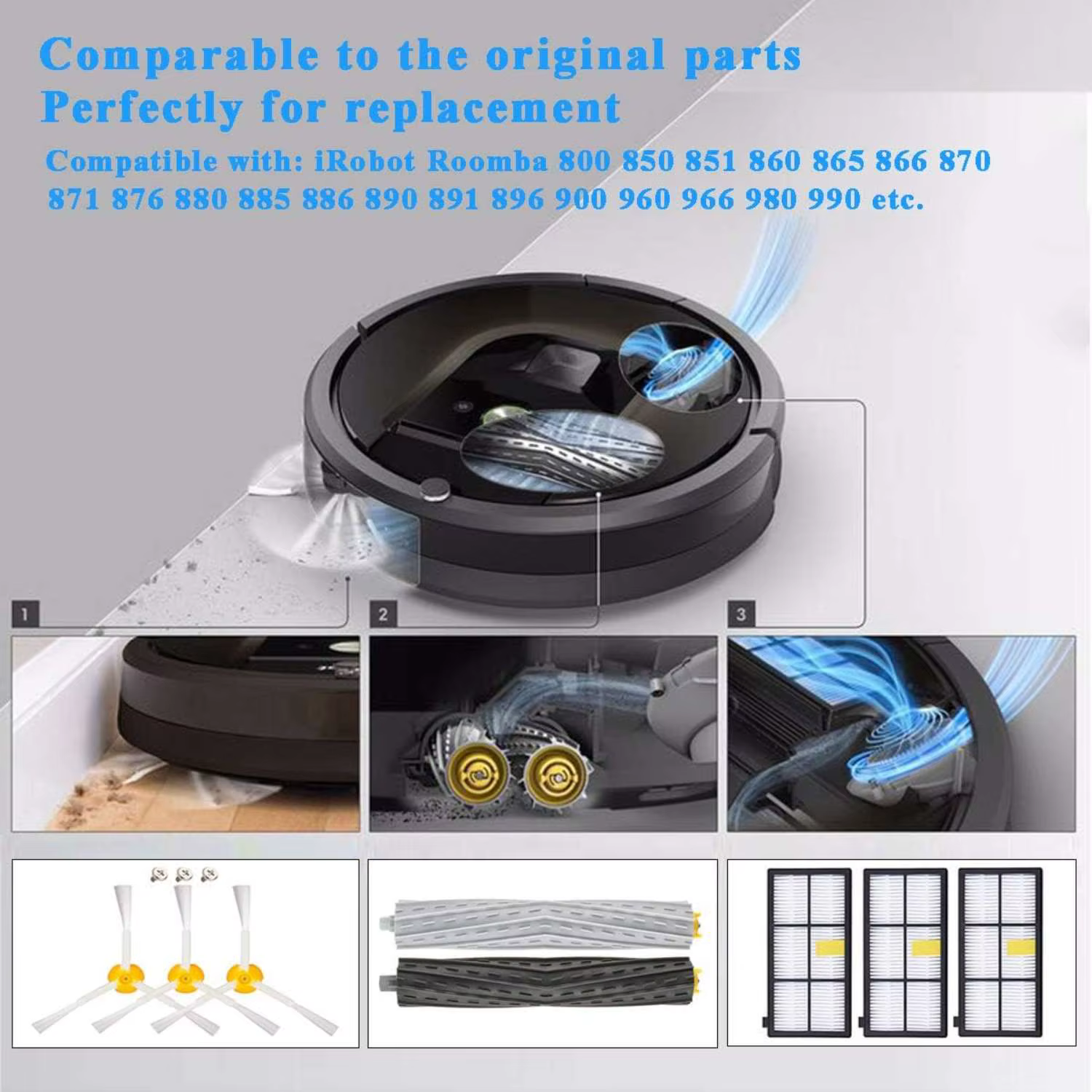 Pièces détachées et accessoires pour iRobot Roomba séries 800/900 (800, 850, 860, 865, 866, 870, 880, 886, 890, 900, 950, 960, 965, 966, 967, 970, 980, 996)