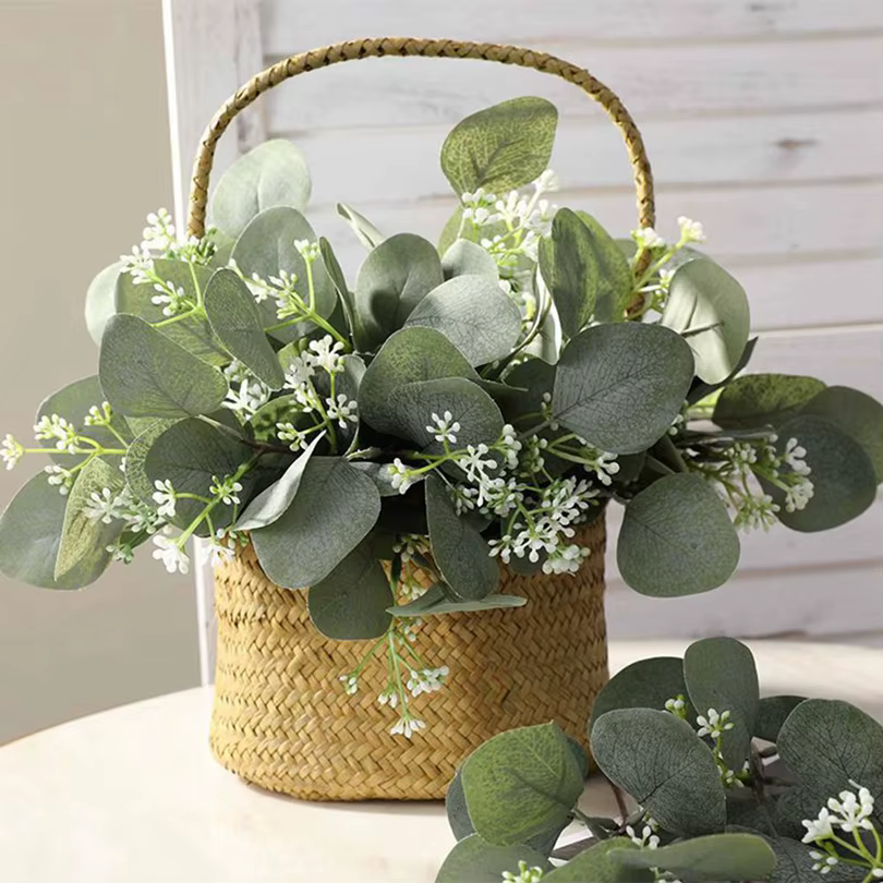 Plantes artificielles feuilles d'eucalyptu tige branche d'eucalyptus Festival couronne Bouquet Floral mariage vacances maison chambre Vase bricolage décor