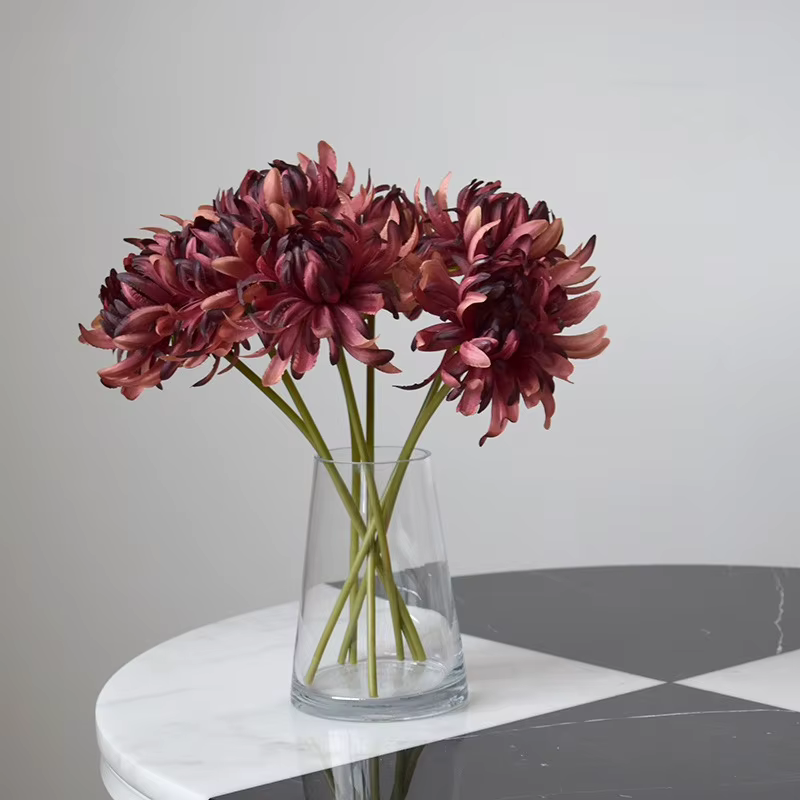 15/20 pièces de chrysanthèmes artificiels en soie bleus