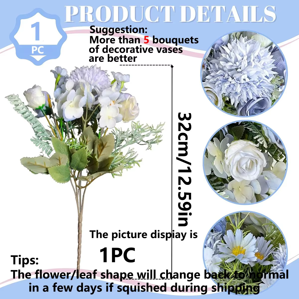 Beaux fleurs artificielles pivoine en soie