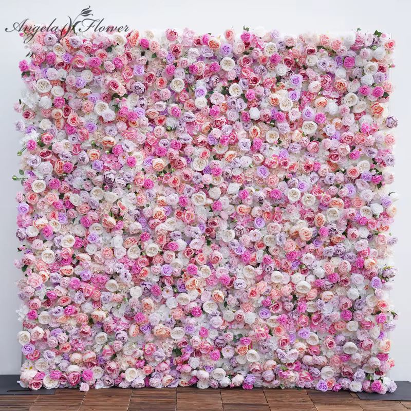 Pivoine Rose de luxe, mur de fleurs en tissu