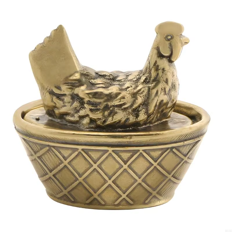 Figurine poule en laiton élégante