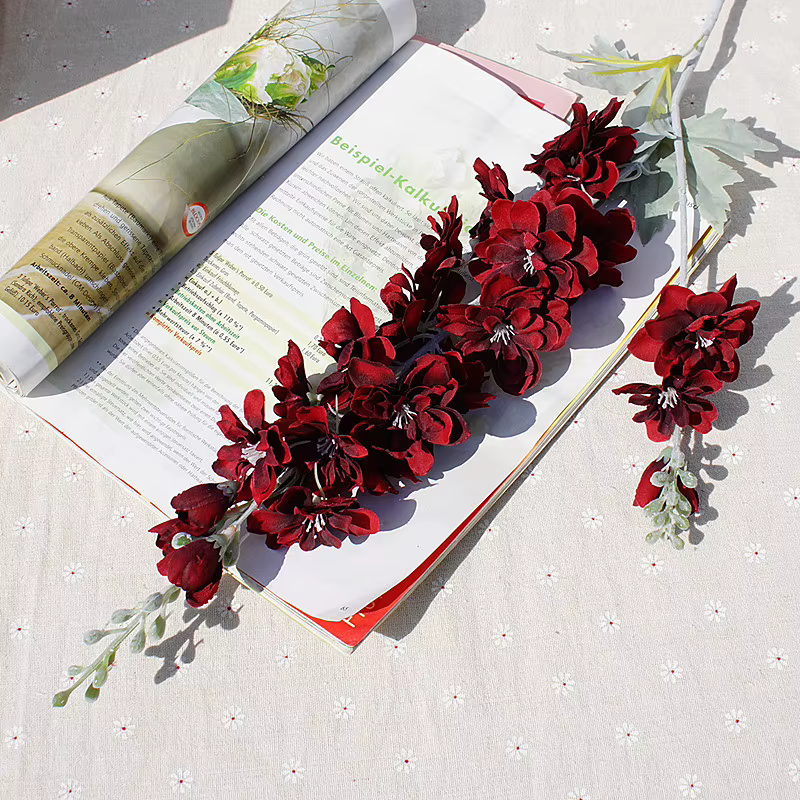 Branche de fleur artificielle Delphinium de 86 cm pour arrangement floral de mariage DIY
