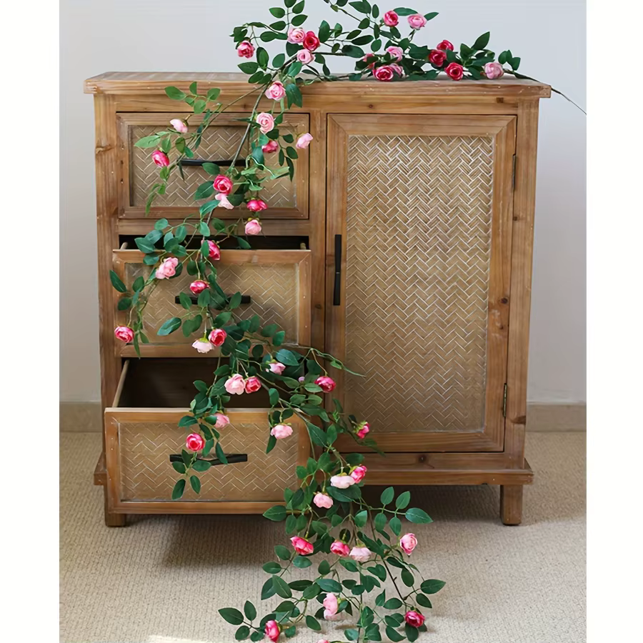 Guirlande de roses artificielles réalistes pour la maison