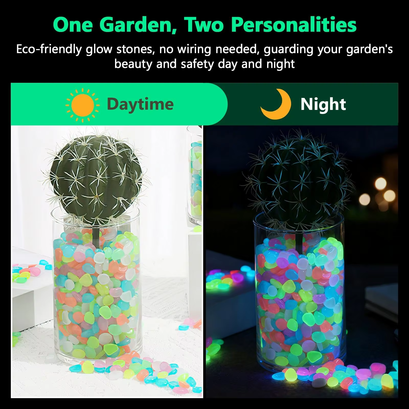 Pierres lumineuses en résine pour plantes en pot