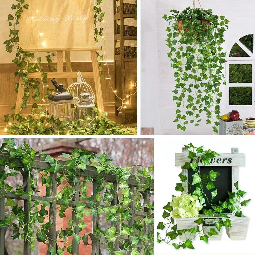 Plante artificielle feuille de lierre vert guirlande murale en soie suspendue vigne maison jardin décoration fête de mariage bricolage fausses feuilles de couronne