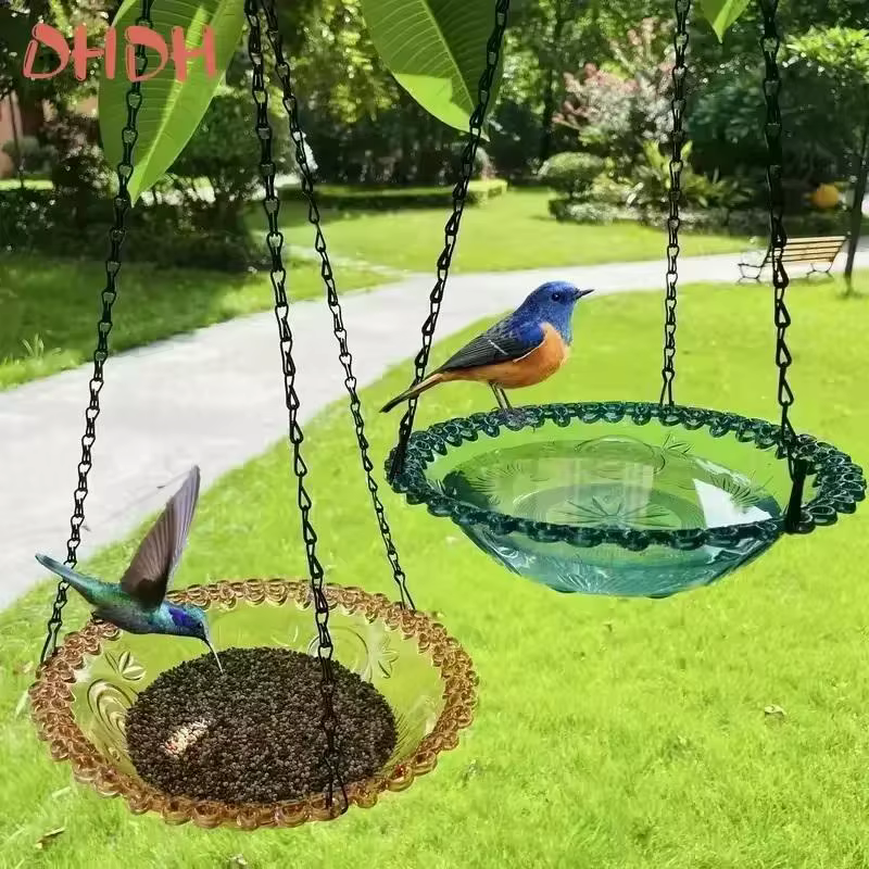 ● Nouvelle mangeoire à oiseaux suspendue en forme de fleur, bain pour oiseaux, pour jardin, cour, ferme, fournitures pour mangeoires à colibris, bain pour oiseaux